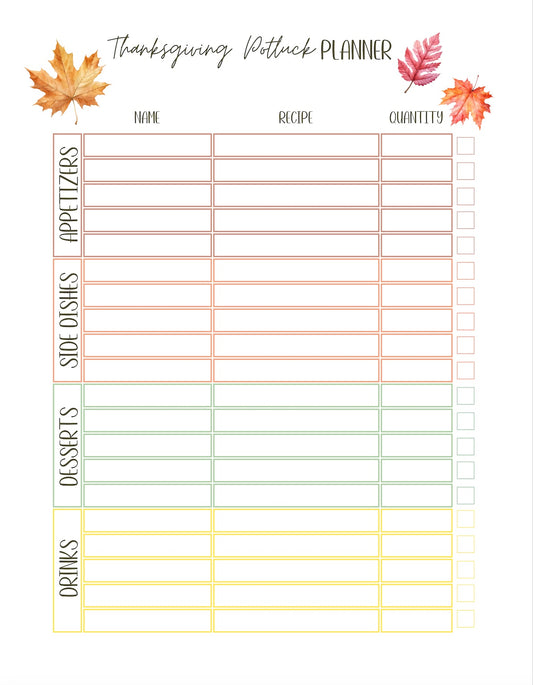 Freebie - Potluck Planner