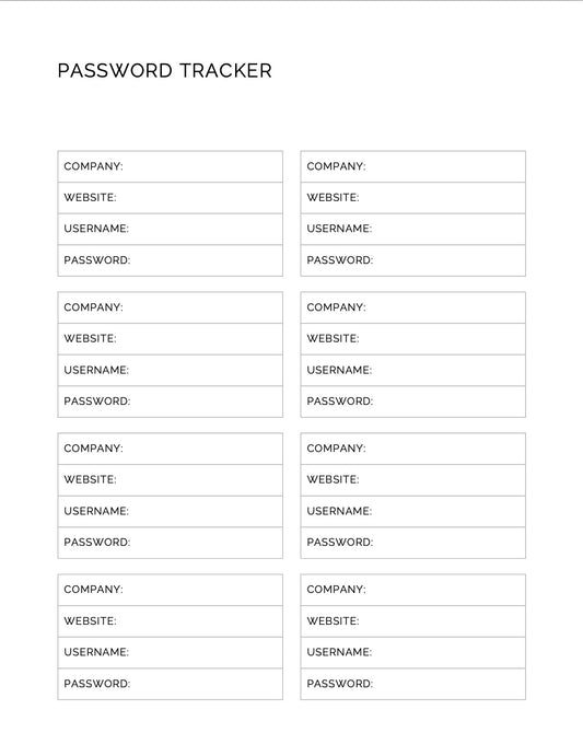 Freebie - Password Tracker